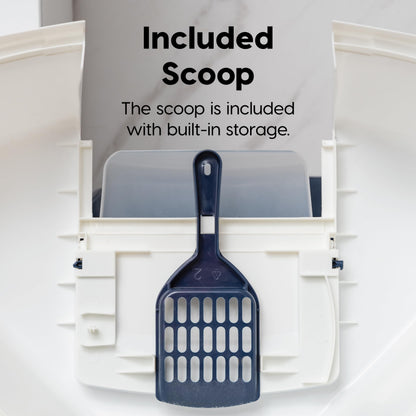 IRIS USA Cat Litter Box Enclosed Corner Litter Box with Scoop, Tray