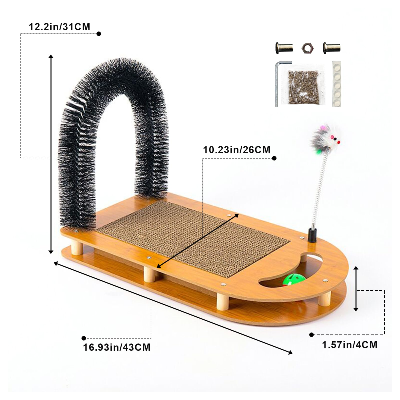 5-in-1 Multifunctional Cardboard Cat Scratcher,Cat Hair Brush Catnip