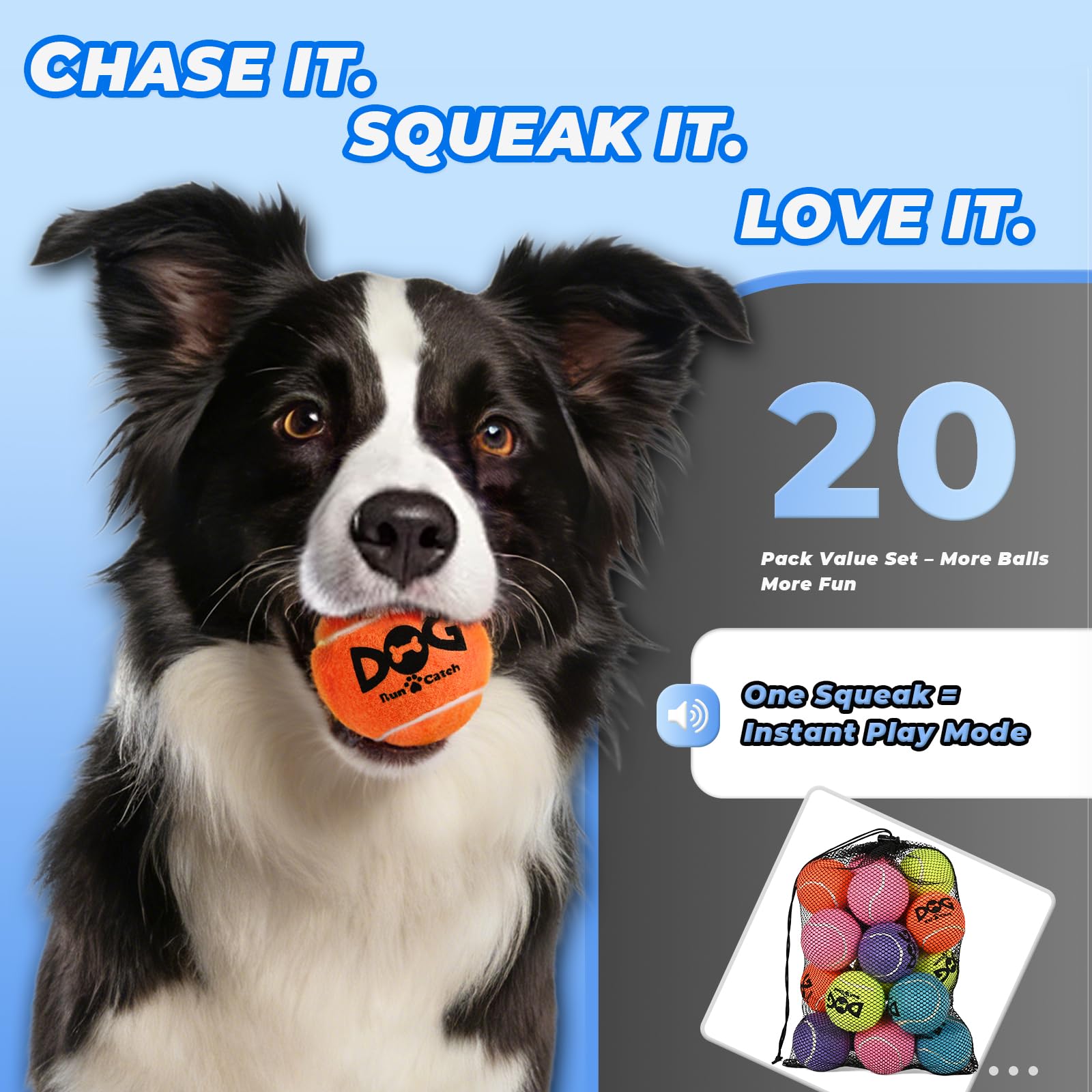 INSUM Squeaky Dog Balls Squeaky Tennis Balls for Dogs, Medium Balls