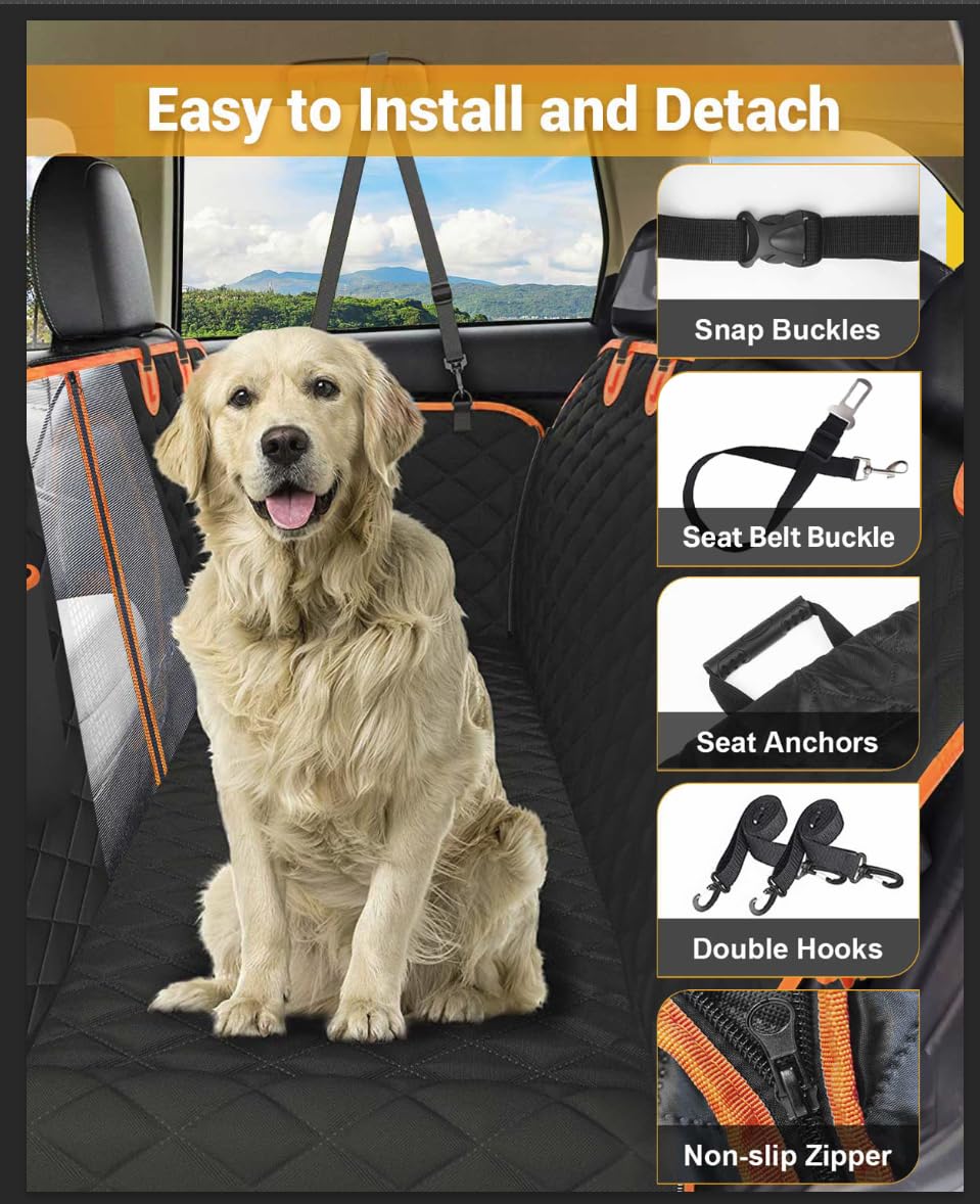Dog Car Seat Cover, 600D Heavy Durable Dog Seat Cover for Back Seat