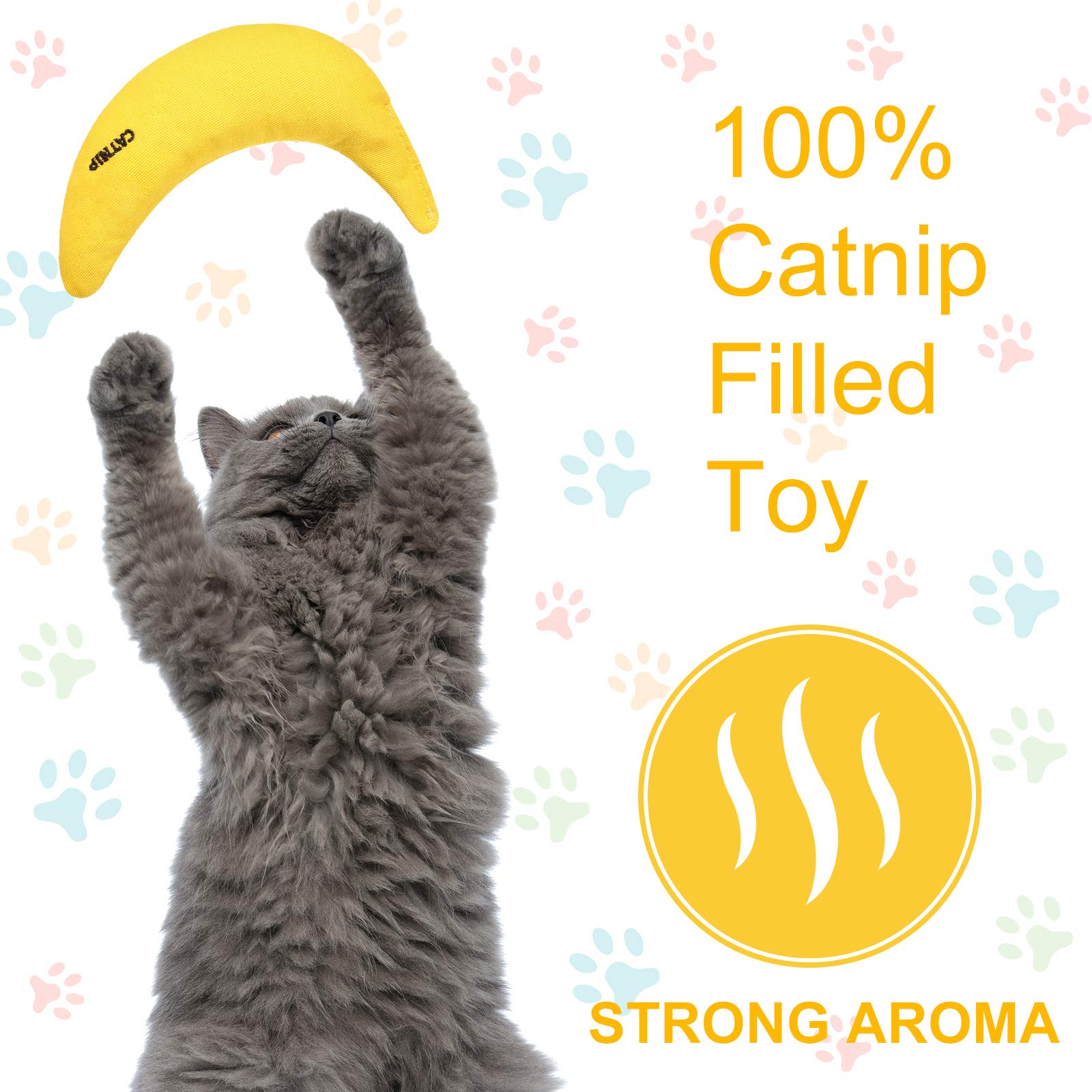 Sotiff 4 Pieces Catnip Toys Banana Cat Chew Catnip Toys Kitten Catnip