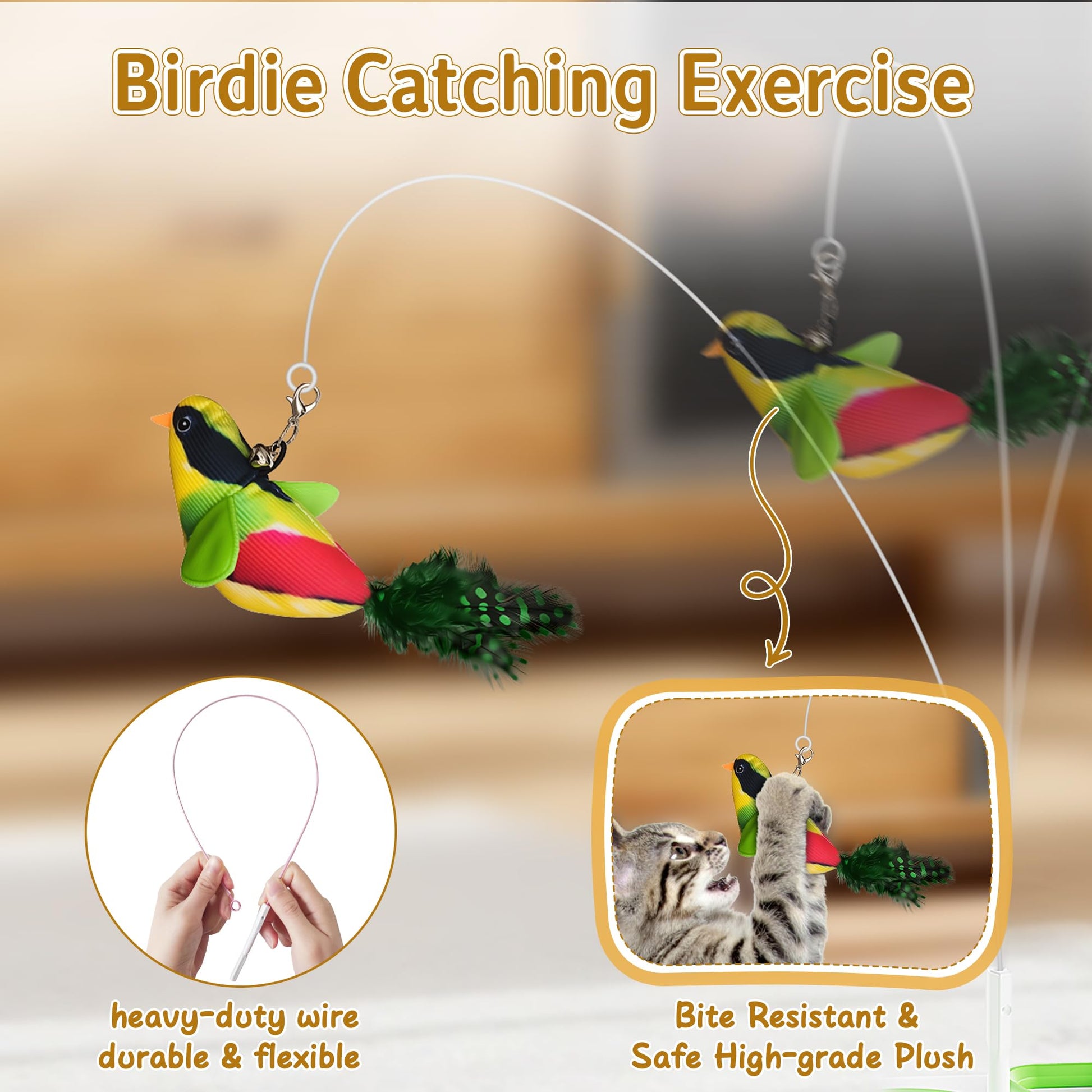 PANRIO 3-in-1 Interactive Cat Toys for Indoor Cats,Automatic Feather