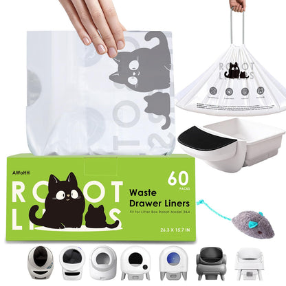 AWoHH 60 Tidy Draw-Pack Cat Litter Box Robot Model 5/4/3 Waste Box