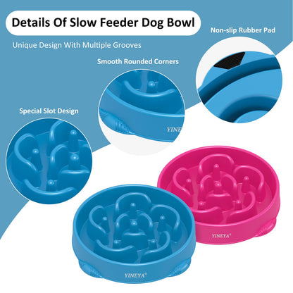 YINEYA 4 Cups Slow Feeder Dog Bowls Large Breed, Anti-Choking Puzzle