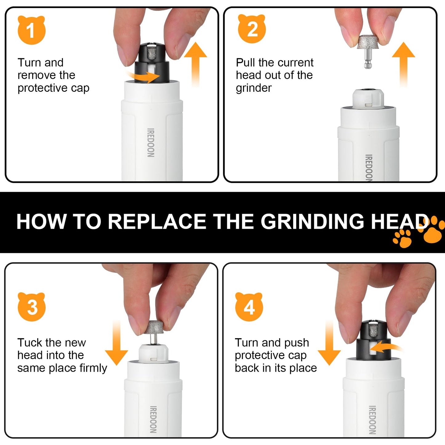 IREDOON Dog Nail Grinder Replacement Head-Integrated Grinding Grinder