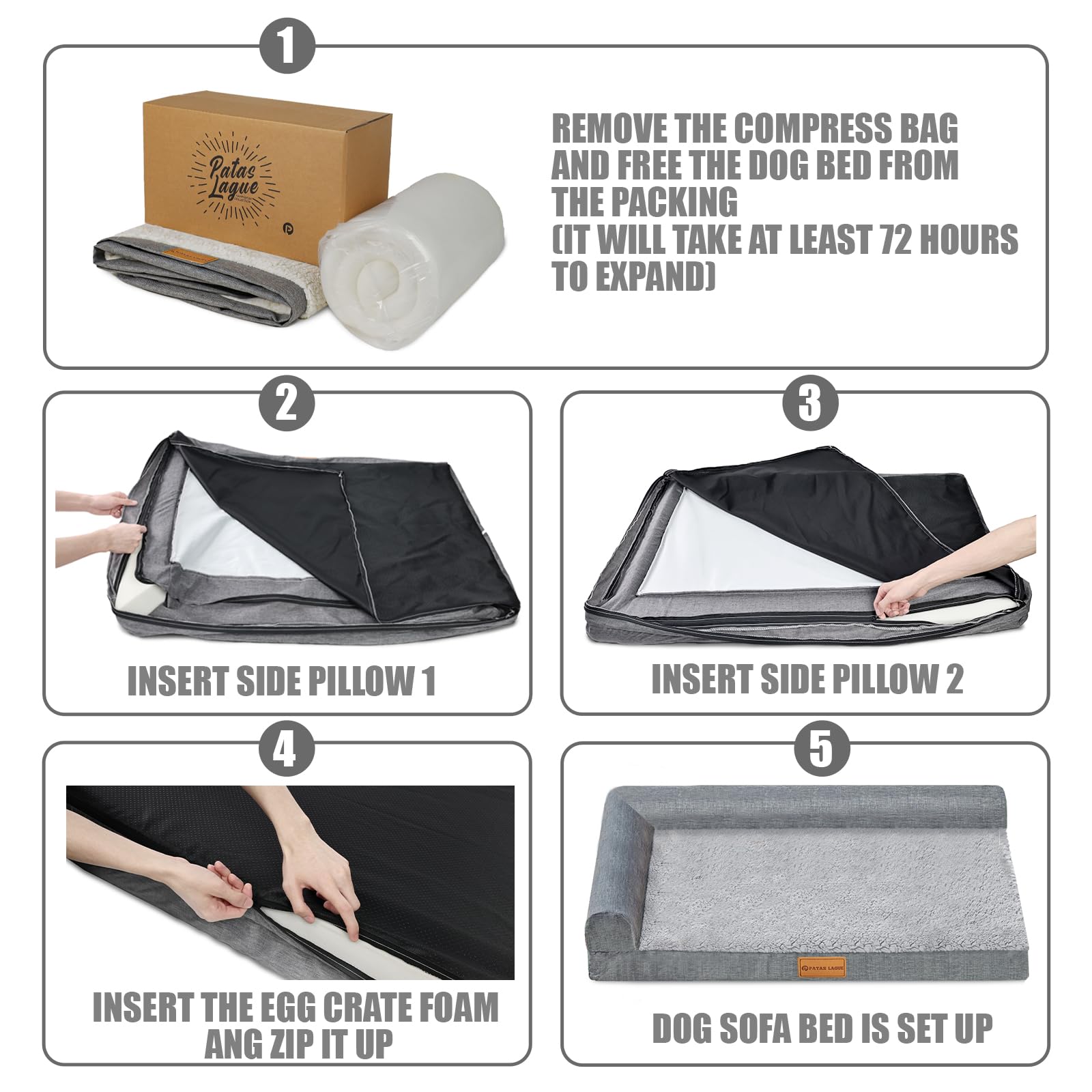 Patas Lague Orthopedic Jumbo Dog Bed for Extra Large Dogs X40'' Bed