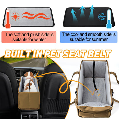 Portable Dog Car Seat for Small Dogs Adjustable Safety Leash, Seat
