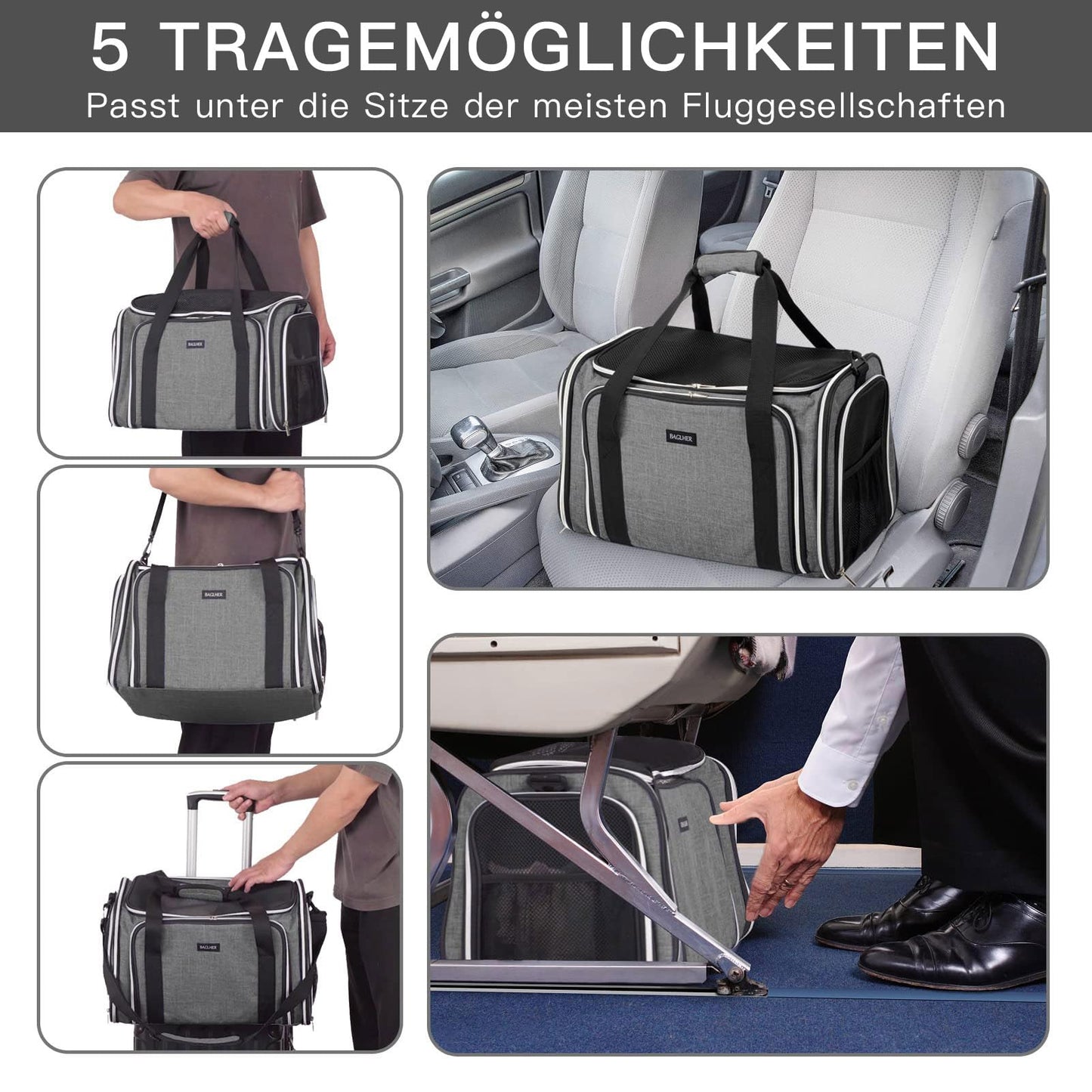 BAGLHER Cat Carrier Bag,Airline Approved Pet Carrier Soft Side Carrier