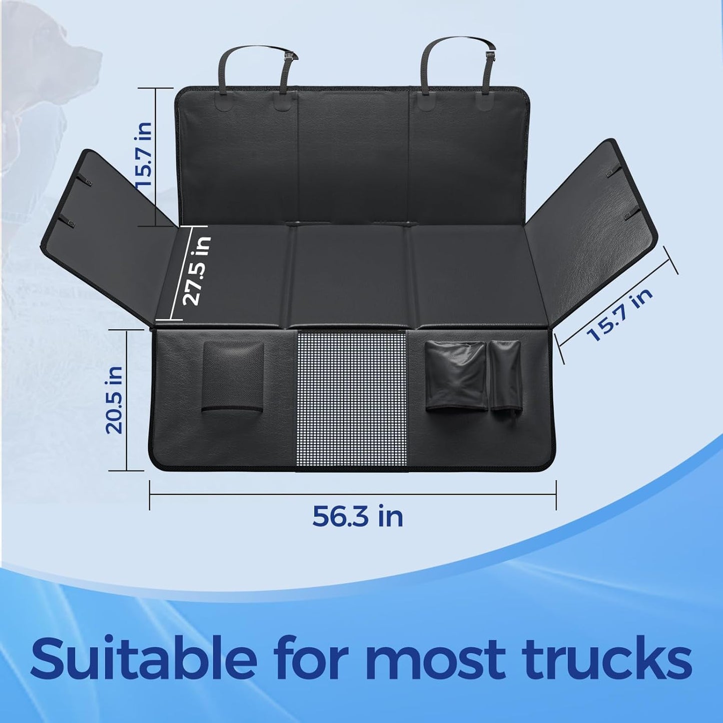 HOB4U Back Seat Extender for Dogs, Hard Bottom Dog Car Seat Cover