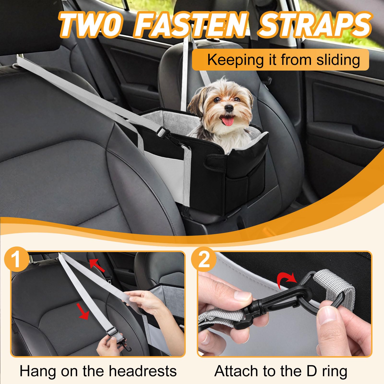 Portable Dog Car Seat for Small Dogs Pet Booster Seat with Safety Seat