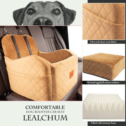 Lealchum Dog Booster Car Seat for Small/Medium Dogs,Ultra Soft Seat