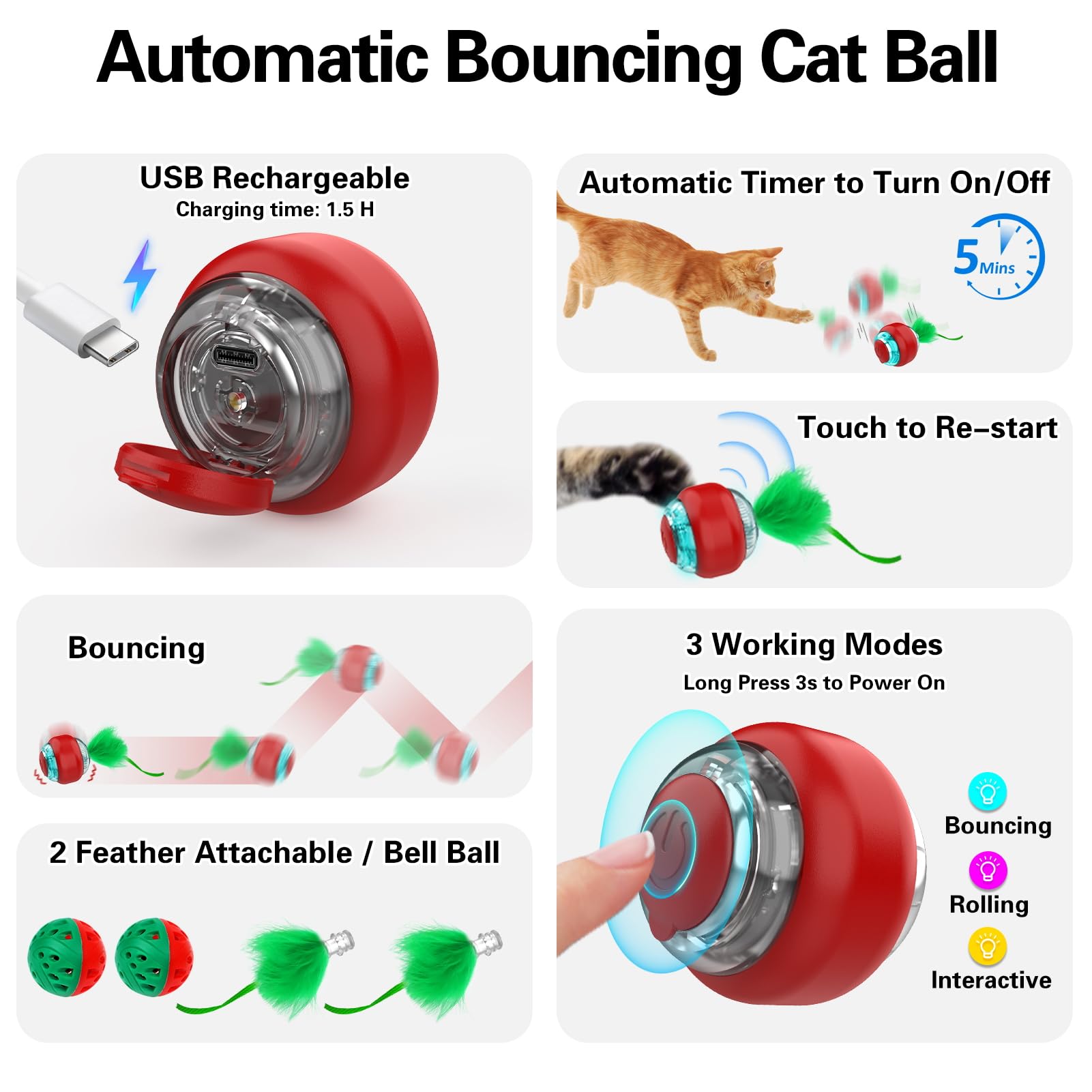 Sofolor Interactive Cat Toy Playset, Hide and Seek Toy with Ball