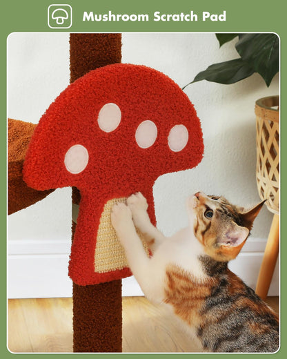MUTTROS Mushroom Cat Tree Tower with Removable Scratcher
