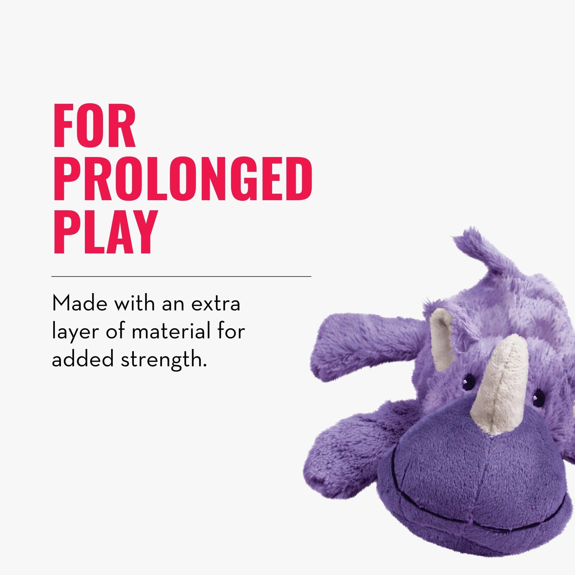 KONG Cozie Rosie Rhino Indoor Cuddle Squeaky Plush Dog Toy