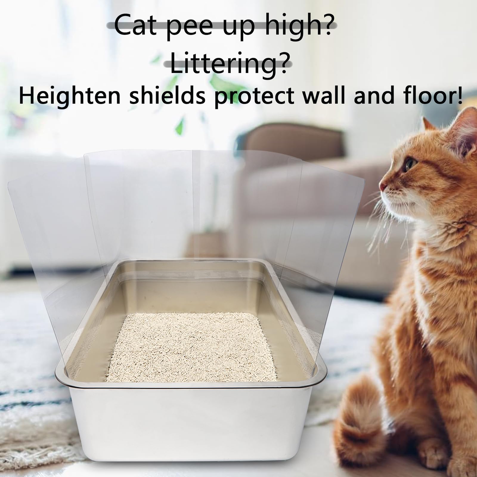 YOILES 12PCS Cat Litter Box Pee Shields,Transparent Easy Clean Box