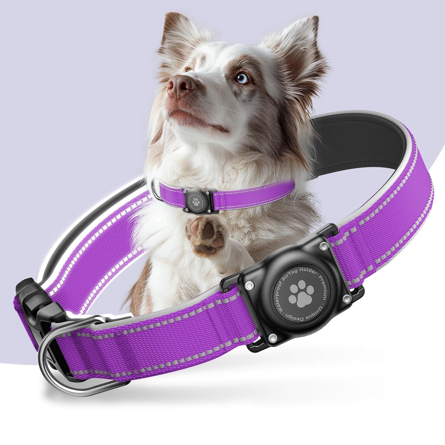 AirTag Dog Collar, IP68 Waterproof Air Tag Dog Collar Holder Collar