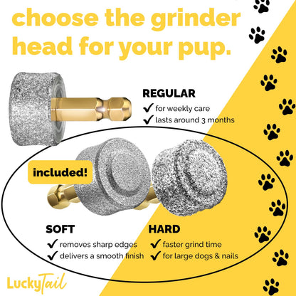 LUCKY TAIL Dog Nail Grinder Hard Soft Replacement Heads Tool