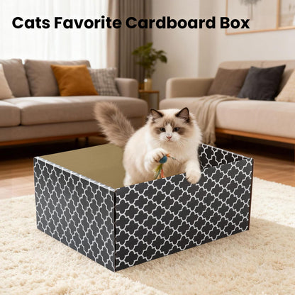 Cardboard Cat Scratcher Box with 3PCS Extra-Large Double-Sided House