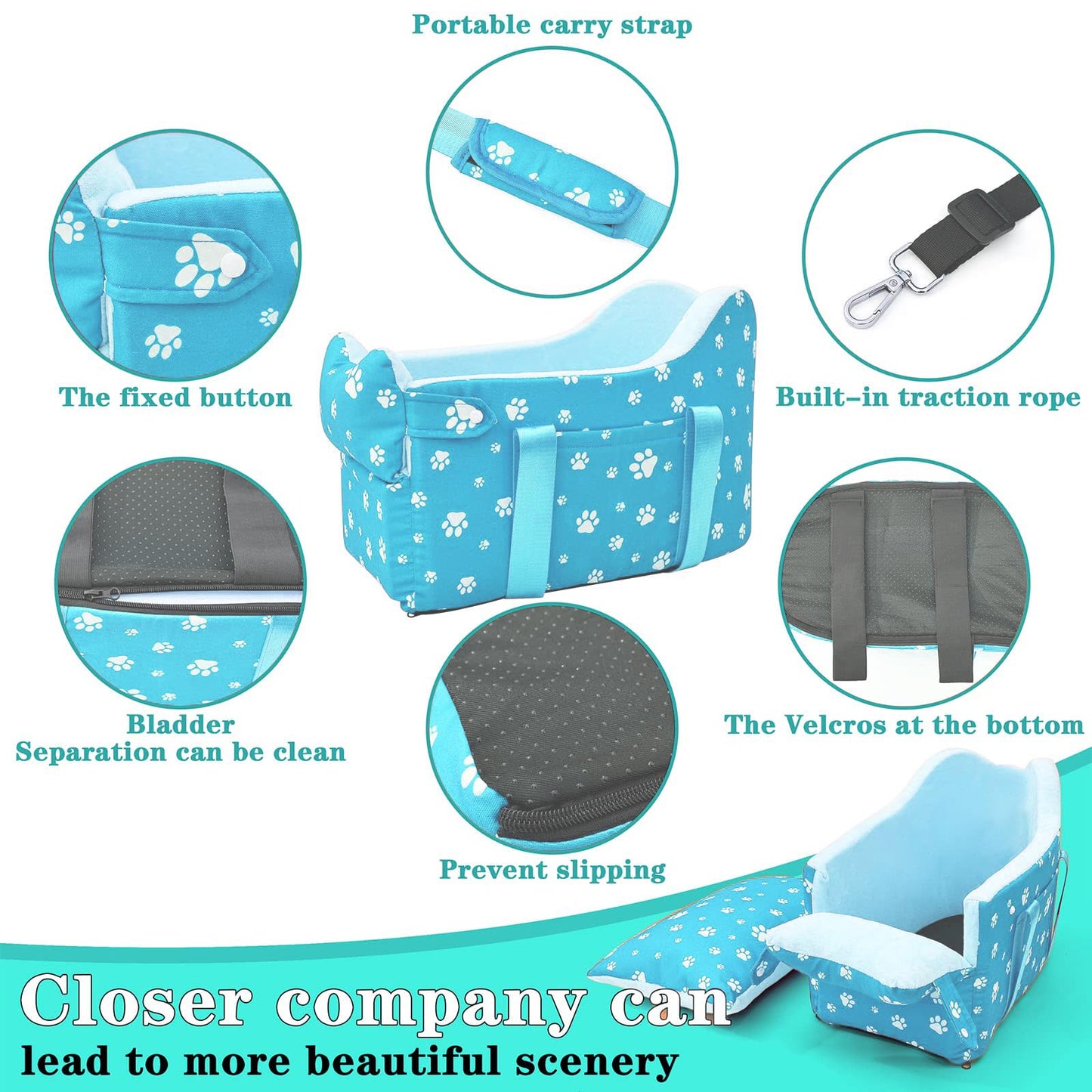 Cullaby Center Console Dog Car Seat for Small Dogs Under Seat