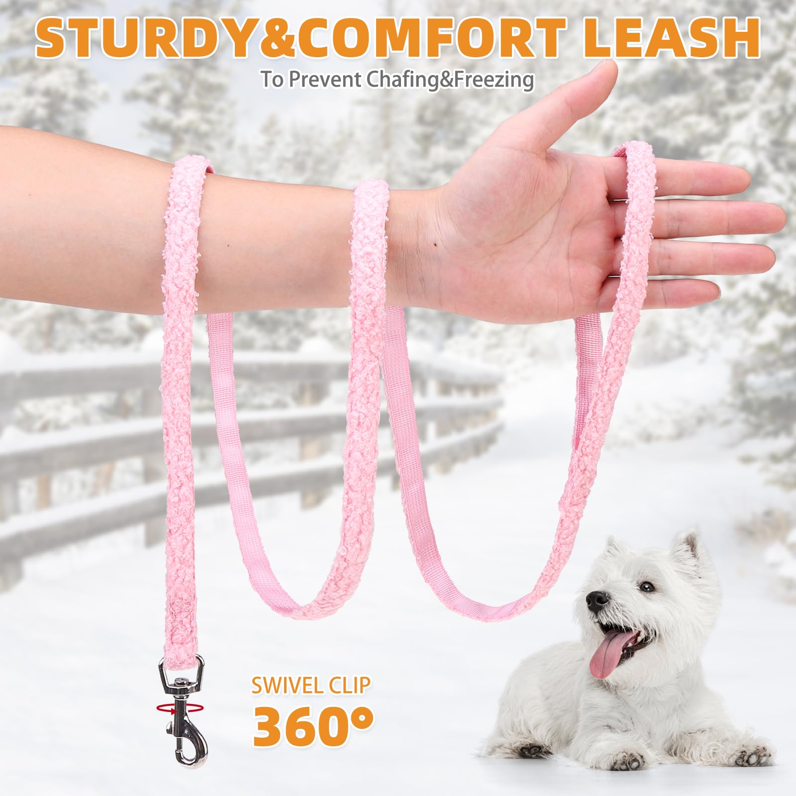 KOOLTAIL Plush Small Dog Harness and Leash Set, Warm Fleece No Set