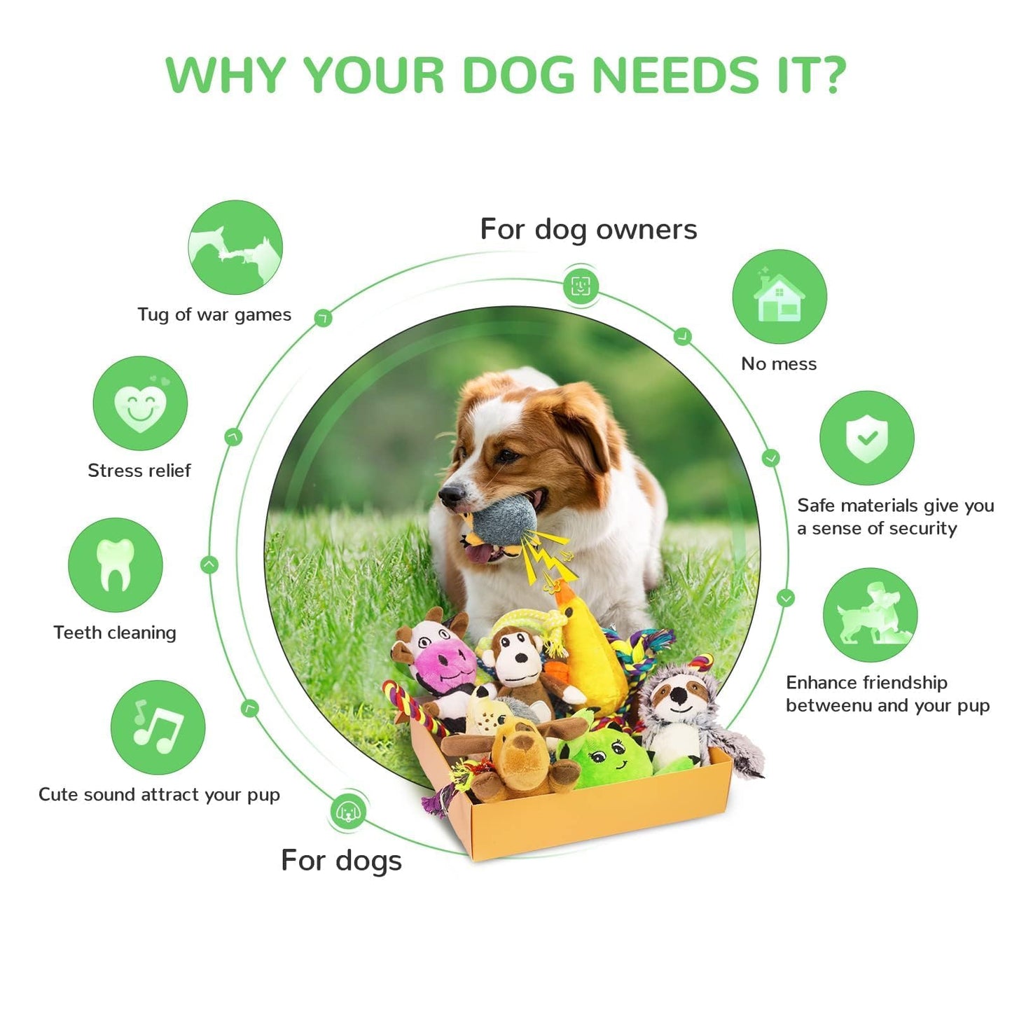 LEGEND SANDY Puppy Toys, Squeaky Dog Toys for Small Dogs, 12 Pack Chew