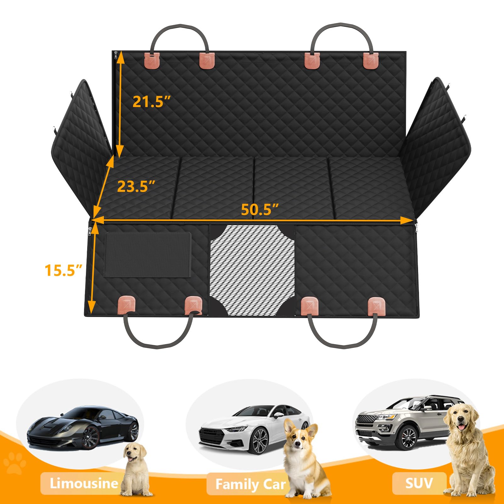 PETICON Back Seat Extender for Dogs, Hard Bottom Dog Car Seat Cover