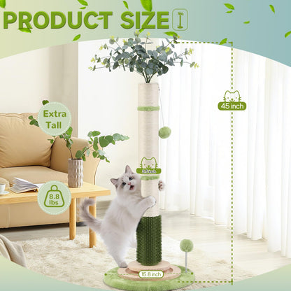 45'' Tall Cat Scratching Post, Diameter Sisal Rope Scratching Post