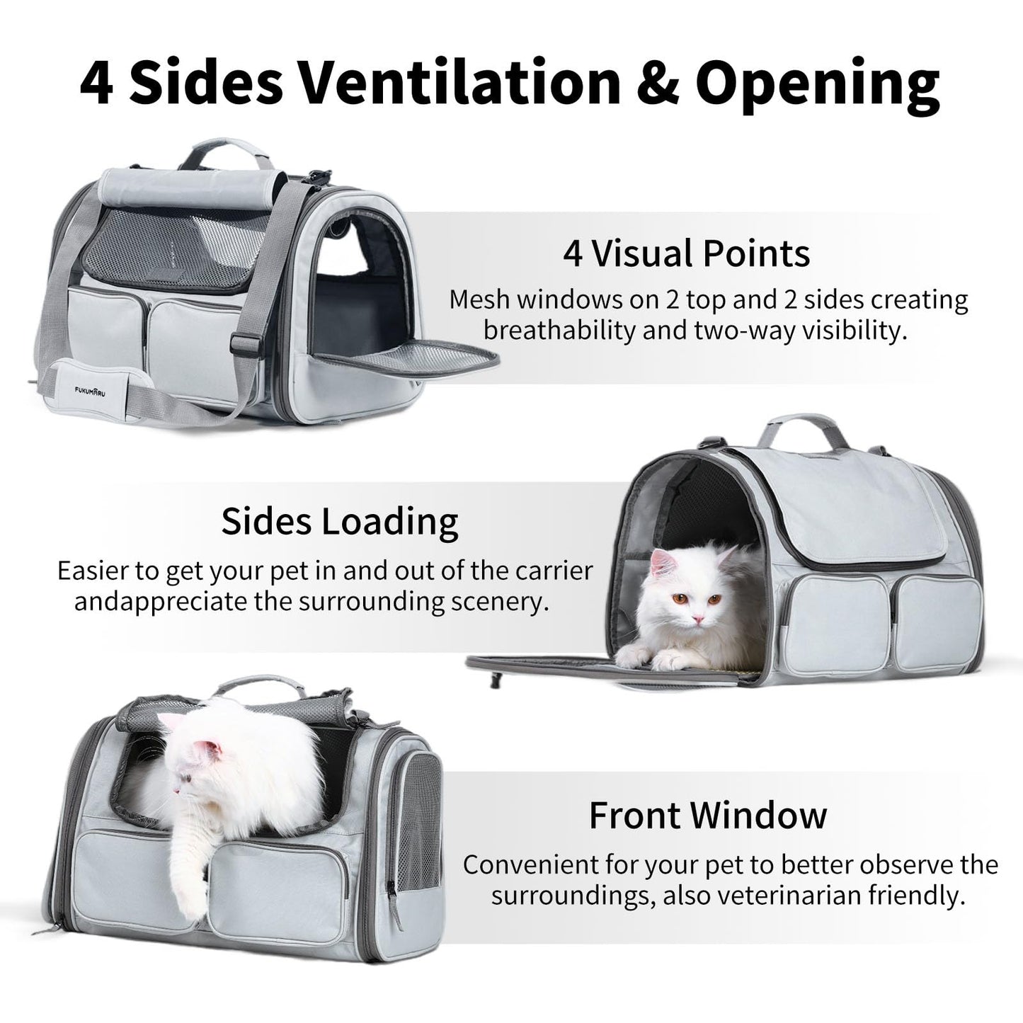 FUKUMARU Cat Carrier, Soft-Sided Small Dog Carrier, Large Cat Bag