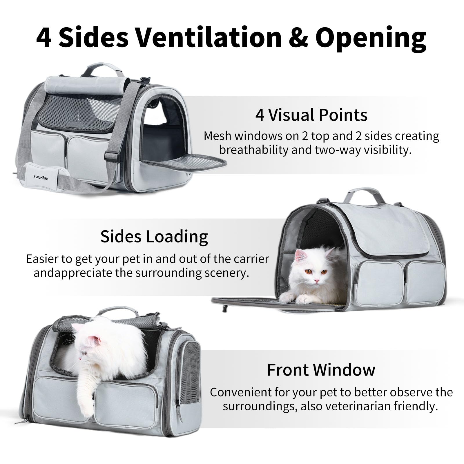 FUKUMARU Cat Carrier, Soft-Sided Small Dog Carrier, Large Cat Bag