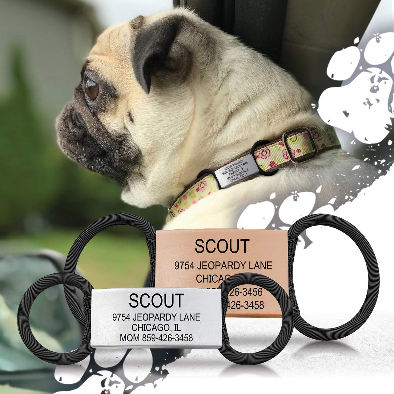 Personalized Dog Tags by ROAD iD, Silent Durable, Jingle-Free Collar