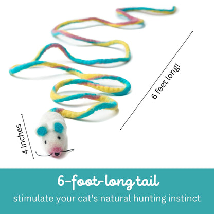 Catch a Mouse Wool Cat Toy 6-Foot Tail Indoor Cat Kittens. Pride Mouse