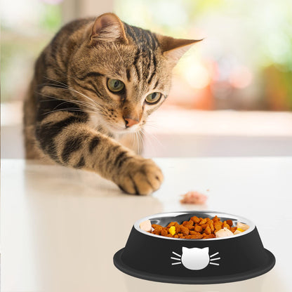 Serentive 3Pcs Cat Bowls Non-Slip Stainless Steel Small Cat Food Bowl