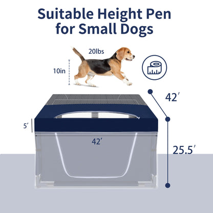 Dog Playpen Cover, Dog Play Pen Top with Hooks, Soft Fabric Roof Crate