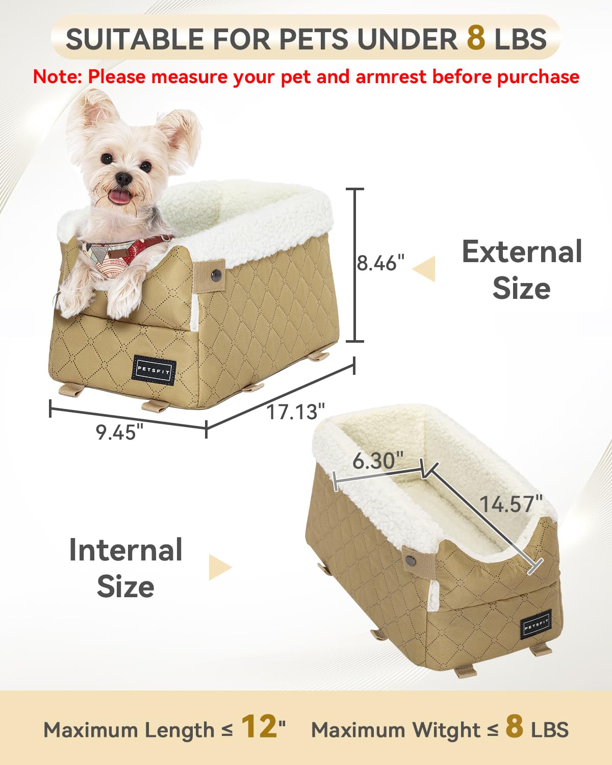 PETSFIT Dog Car Seats for Small Dogs with Safe Protection Hooks, Seat