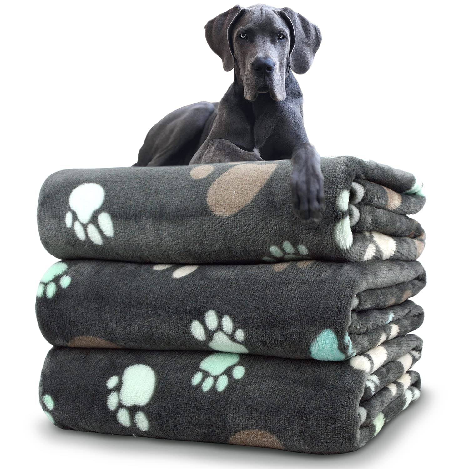 Dog Blankets for Medium Large Dogs, 3 Pack Washable Pet Blankets Crate