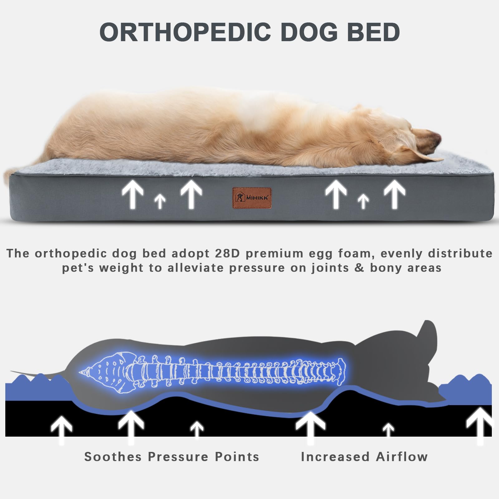 MIHIKK Waterproof Dog Bed Medium Size Dog Orthopedic Dog Beds