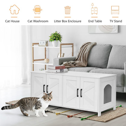 Homhedy Cat Litter Box Enclosure For 2 cats, Litter Box Furniture Box