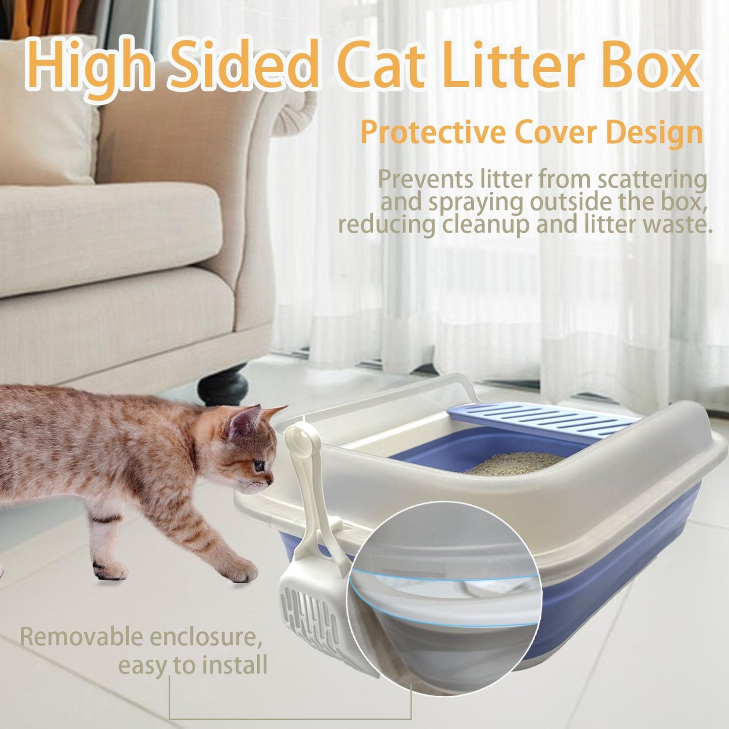 Collapsible Kitten Litter Box, Open Small Cat Litter Box