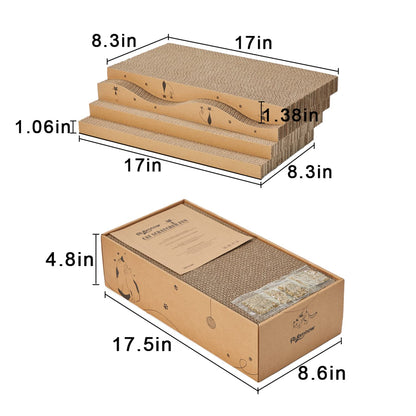 RUBMEOW Cat Scratcher Cardboard Pad Scratch Box,4pcs Scratching Board