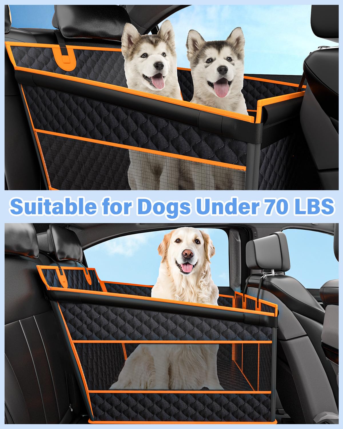 Instraella Dog Car Seat for Large Dogs, Half Back Seat Extender Seat