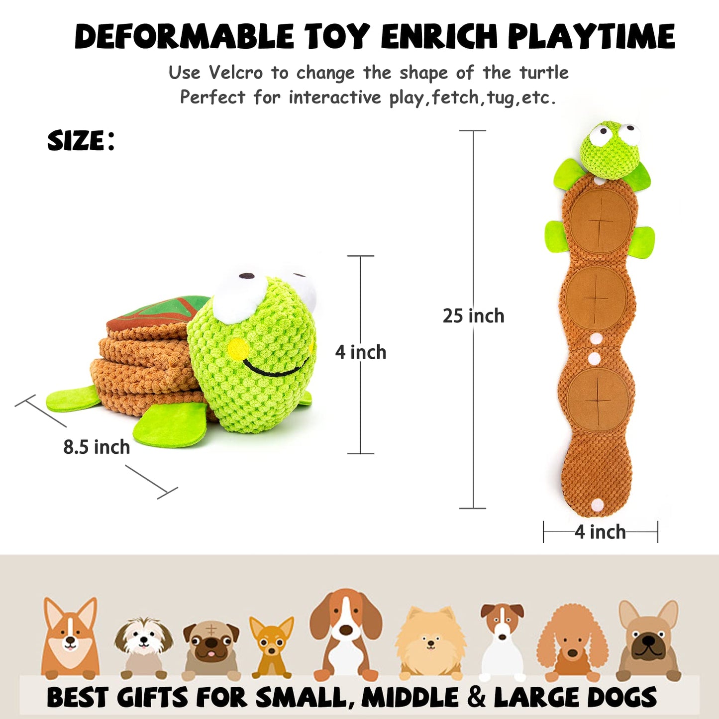 lilfrd Dog Puzzle Toys Enrichment Squeaky Crinkle Snuffle Treat Plush