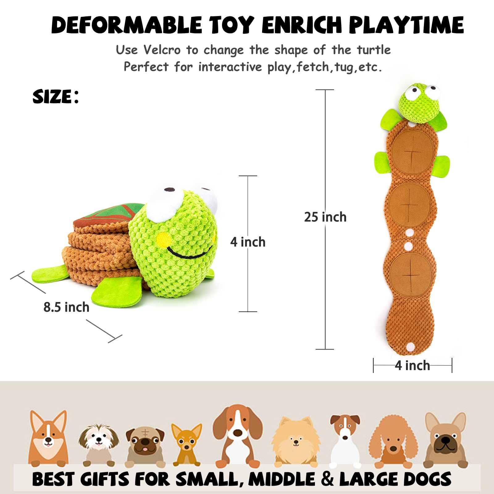 lilfrd Dog Puzzle Toys Enrichment Squeaky Crinkle Snuffle Treat Plush