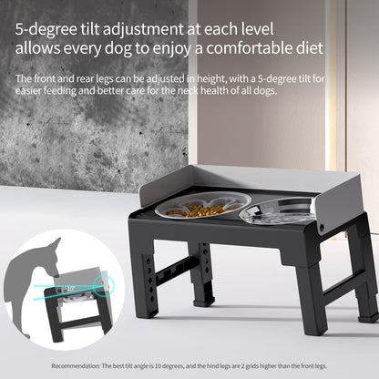 PAKEWAY Elevated Dog Bowls, Spill Proof, Tiltable Dog Feeder with Bowl