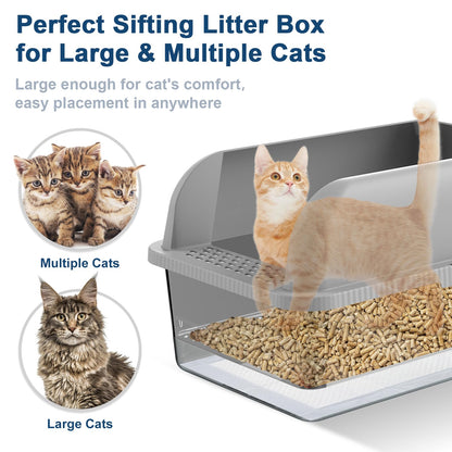 8" Deep Stainless Steel Sifting Litter Box for Pine Pellets, Box
