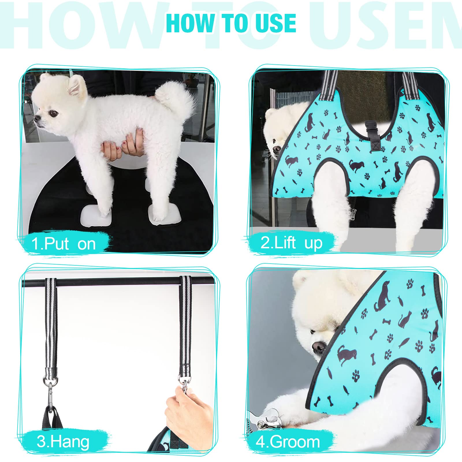ATESON Dog Grooming Hammock Pet Harness for Grooming, Dog Sling