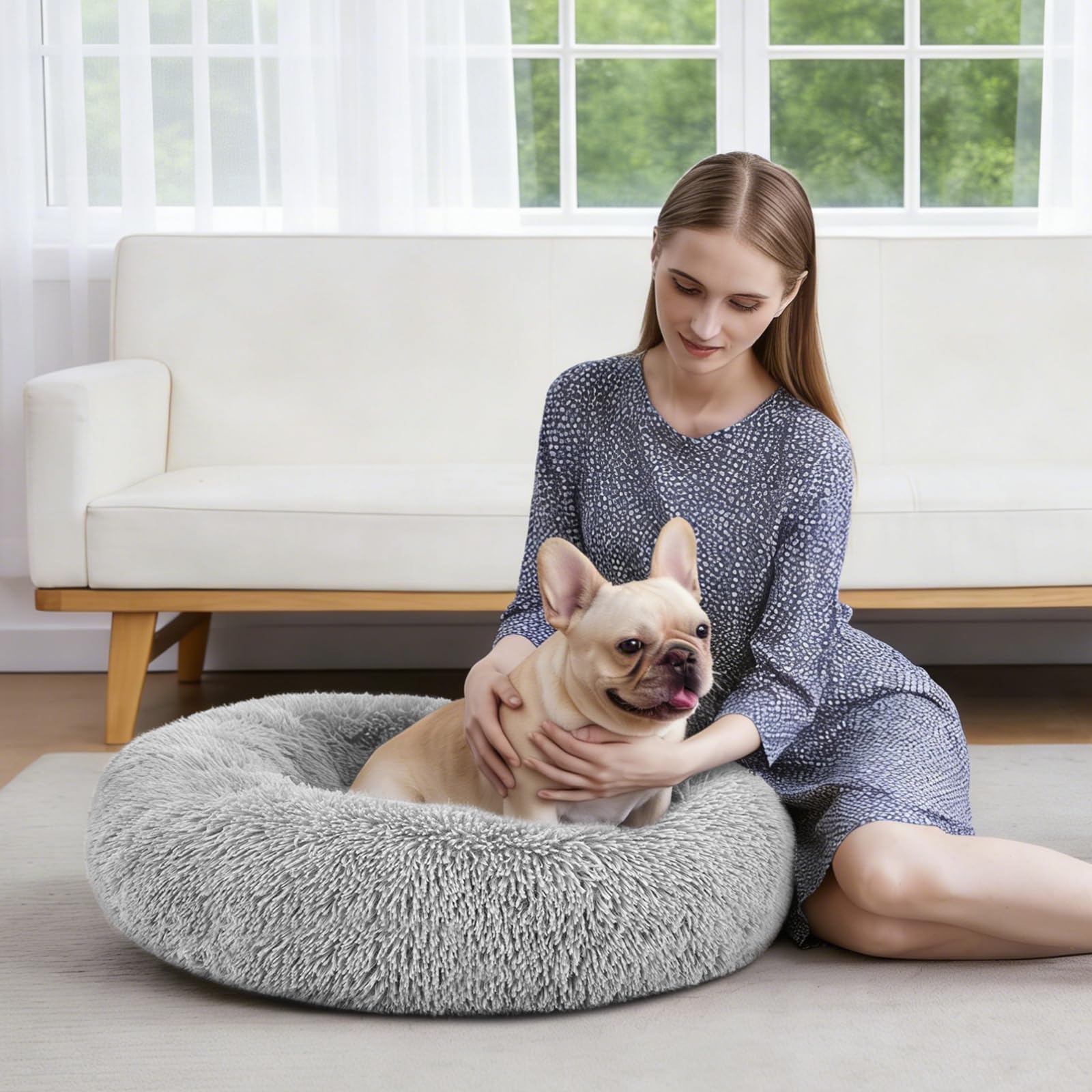 MIXJOY Calming Cat Beds for Indoor Cats, 20'' Kitten Donut Bed