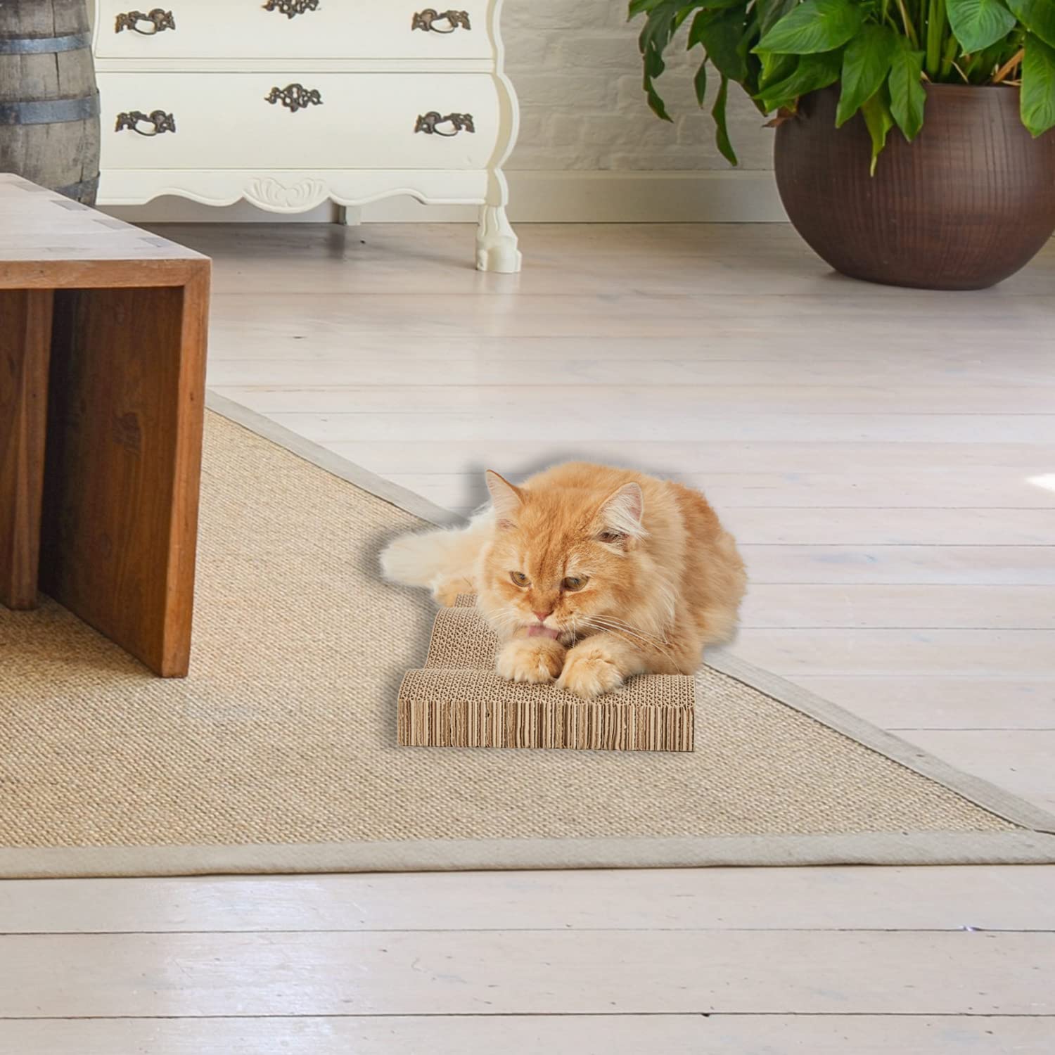 RUBMEOW Cat Scratch Pad Cardboard Scratcher Box,2PCS in 1 Pad