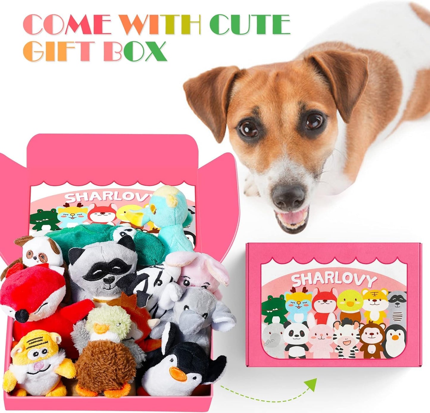 SHARLOVY Dog Squeaky Toys for Small Dogs,Stuffed Animal Puppy Plush