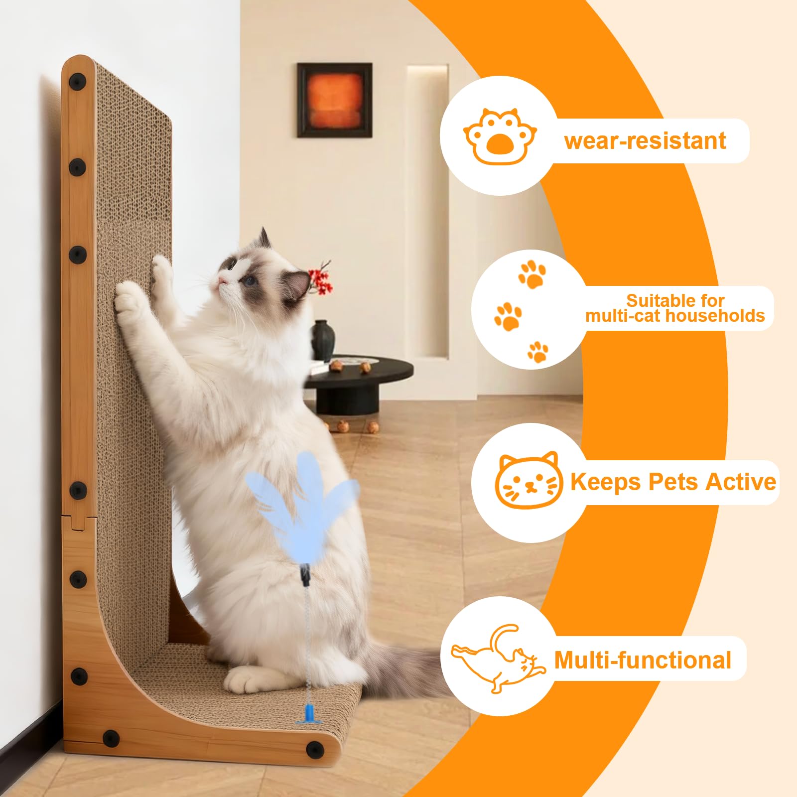 Goosheep Cat Scratching Post, 3-in1 Scratching Board for Indoor Pad