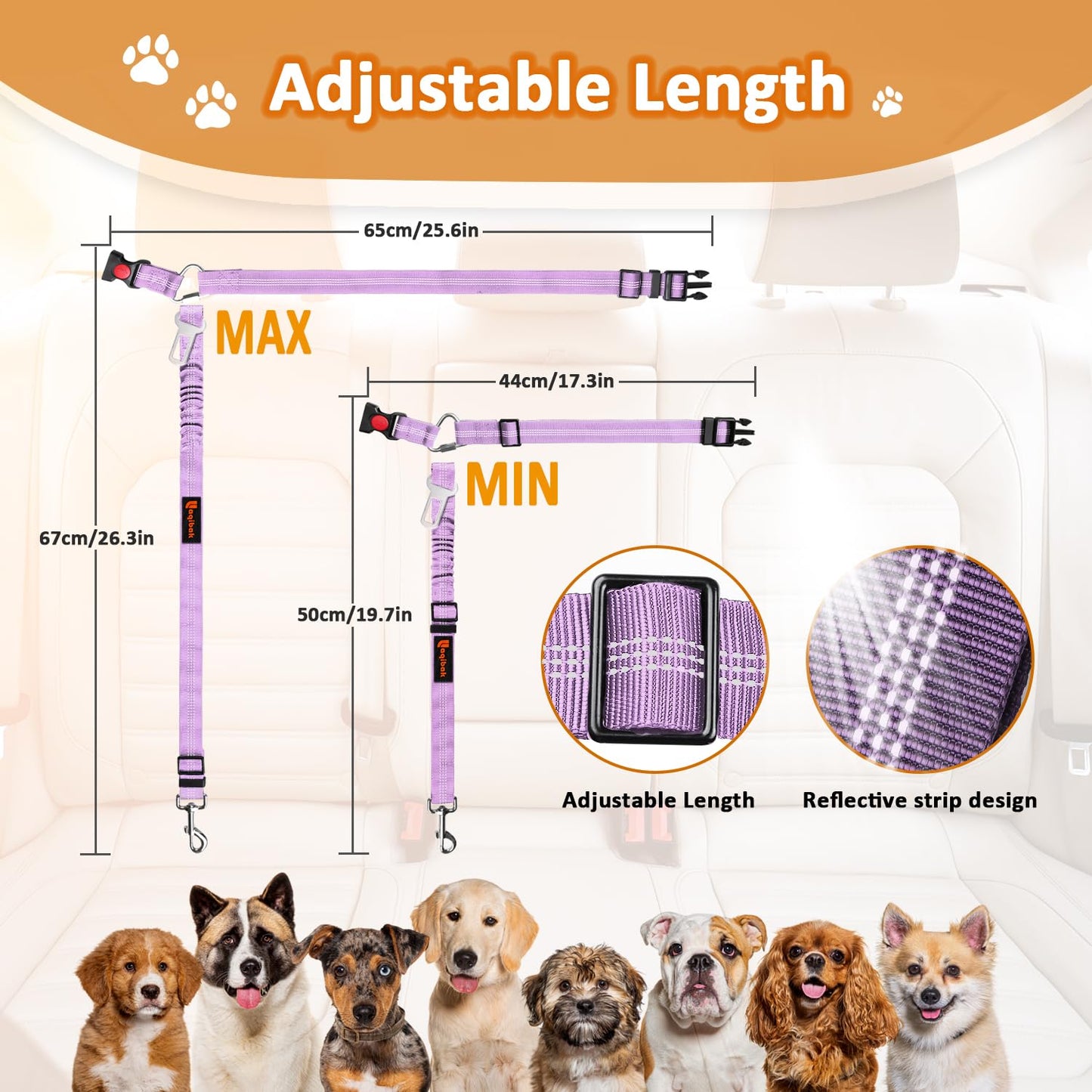 Removable Dog Seat Belt Harness for Car, 1 Pet Dog Car Seatbelt Seat